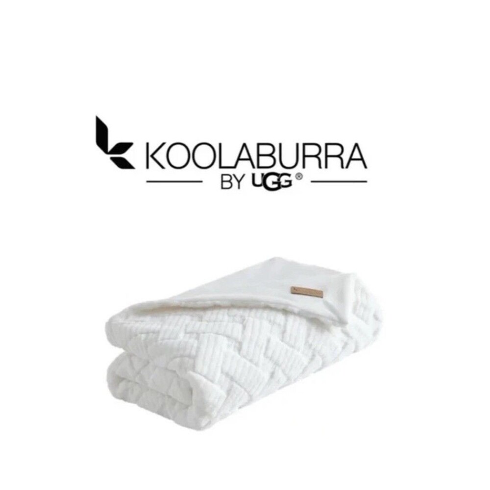 Koolaburra UGG Fur Throw Blanket White Luxury Plush 50 x 70" Crystelle Micromink